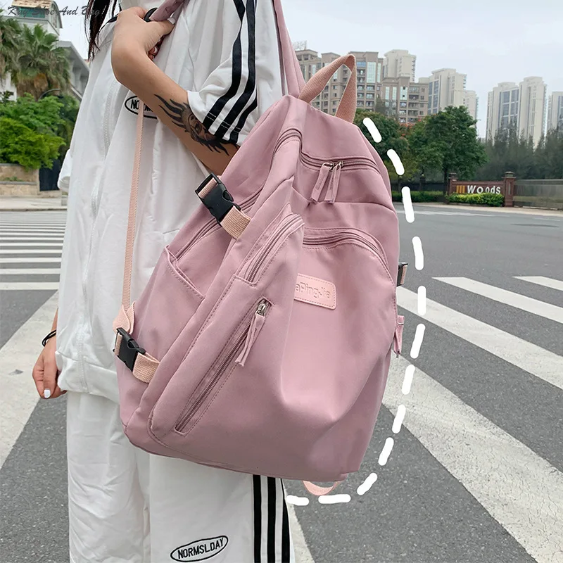 

Women's 2024 New Fashion Backpack Simple Solid Color Shoulders Bag Original Large Capacity Travel Bag Mochila