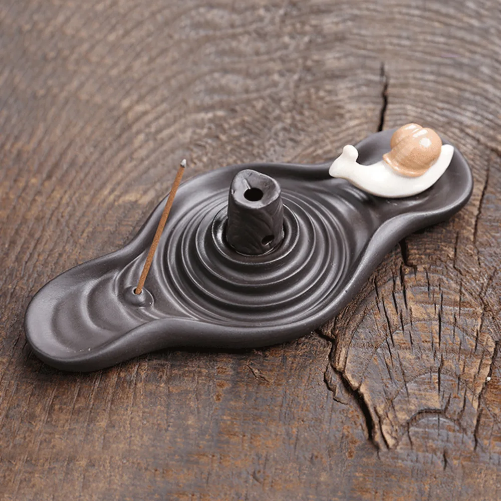 1pc Incense Burner Ceramic Ripple Snail Water Inverted Incense Burner Creative Backflow Incense Burner Ornament Without Incense