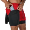 Men's Double Layer Fitness Shorts Drawstring Mesh Lining Elastic Waist Breathable Quick Dry to Beach Pool Summer Male 1