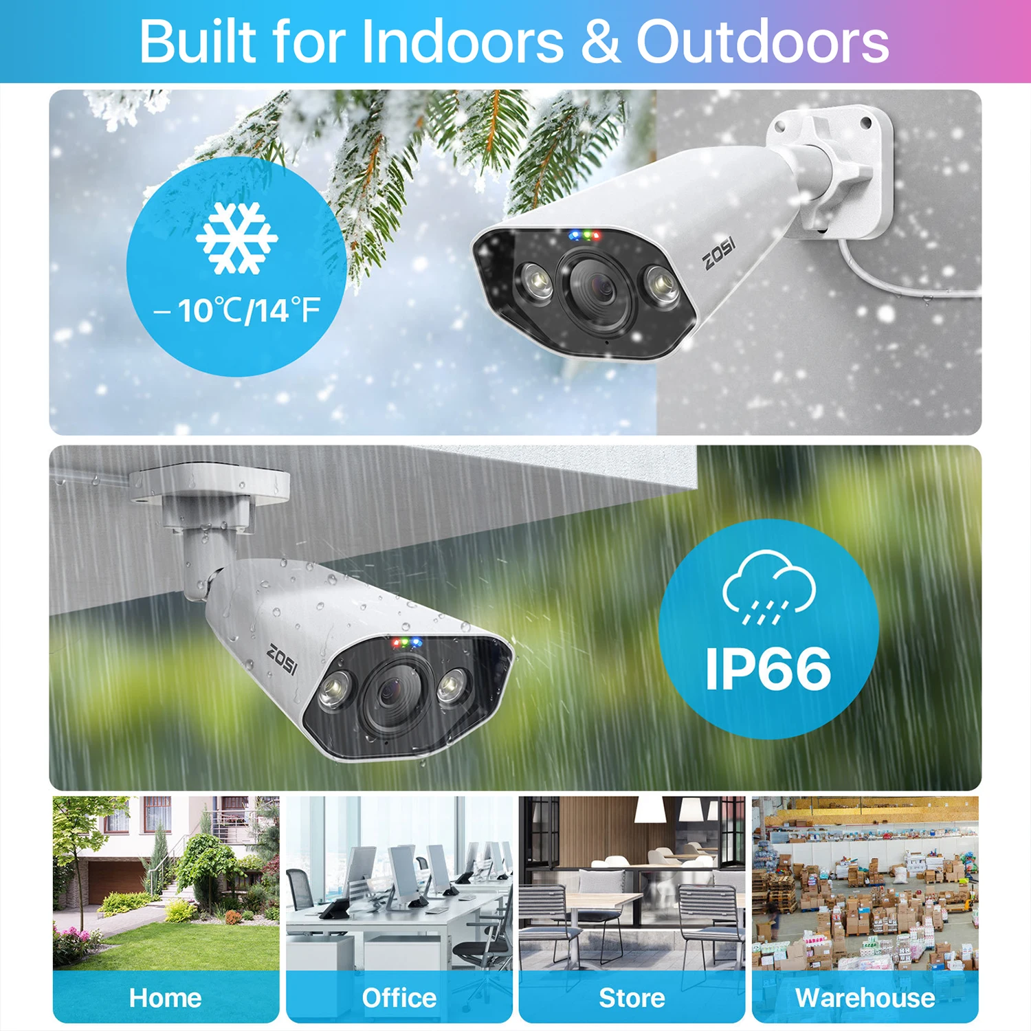 Kit Caméra Surveillance ZOSI 4K 16CH PoE - 8 Caméras 5MP, Détection AI, Disque 4To