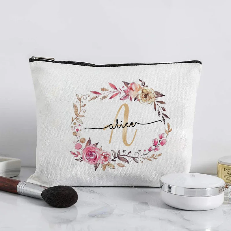PersonalizedMakeupBagCustomInitialwithNameBridalCosmeticCase
