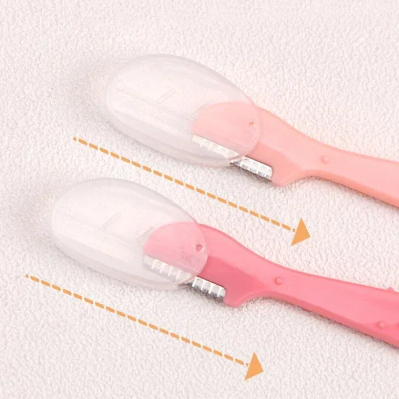 Straight Handle Round Head Eyebrow Trimmer Beauty Tools Beginner Anti-scratch Eyebrow Trimmer Razor 2/3/5Pcs