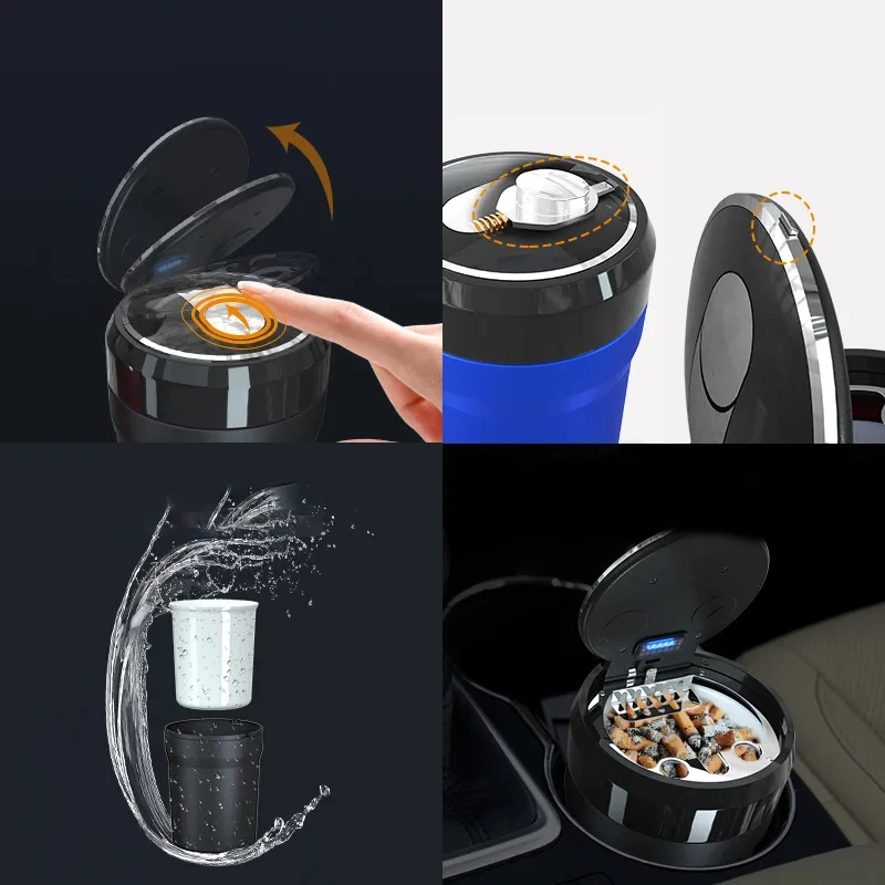 Car Ashtray Portable LED Universal Auto Cigarette Ash Holders Cup Interior Decor Smokeless Holder Box