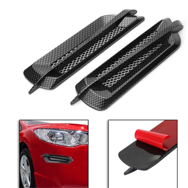 

2Pcs Sticker Car Carbon Fiber Side Air Flow Intake Grille Vent Fender Cover Shark Gill ABS Plastic Sticker DIY Car Styling