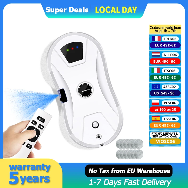 Window Cleaning Robot Liectroux YW610 Water Spray,Ultrathin Window Robot Vacuum Cleaner
