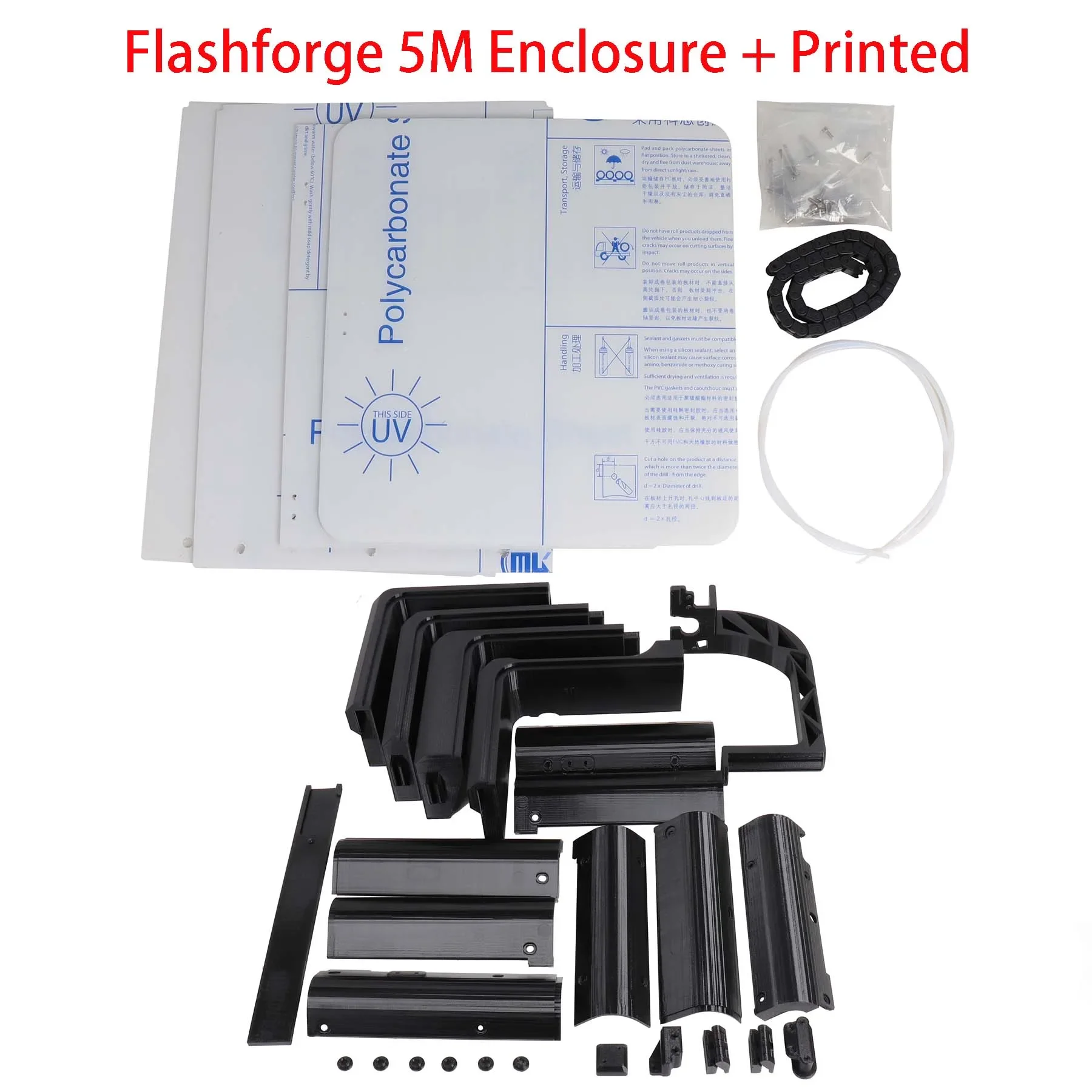flashforge-adventurer-5m-ad5m-3d-printer-diy-enclosure-panel-kit-with-printed-parts-clear-polycarbonate-pc-sheet-3mm