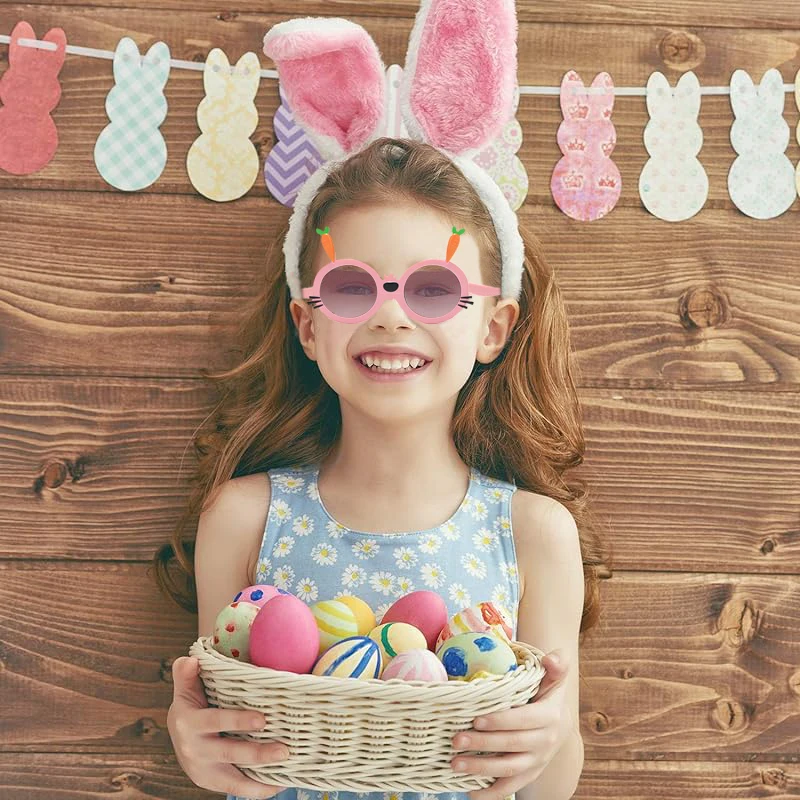 New Children Cute Cartoon Carrot Rabbit Sunglasses UV400 Baby Girls Outdoor Acrylic Protection Sunglasses Kids Sun Glasses