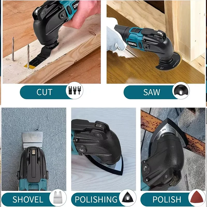 Brushless Oscillating Multi-Tool Cordless Electric Saw Trimmer/Shovel/Cutting/Polishing Woodworking Tool for Makita 18V Battery 6