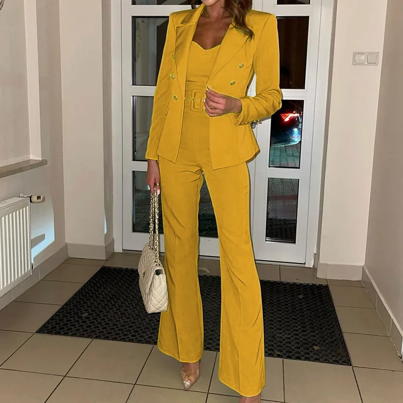 Fall New Style Small-sleeved Suit Trousers Two-piece Suit  Fashionable One-piece Suit  Commuting Queen  Ladies Suit  Commuting