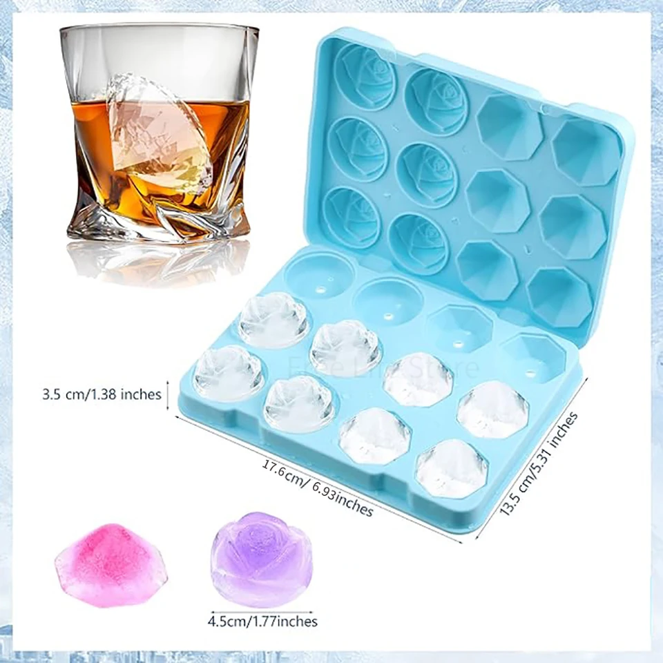 Stampo Per Ghiaccio A Forma Divertente - In Silicone Riutilizzabile - Per Cocktail E Bevande - Blu - Foto 7