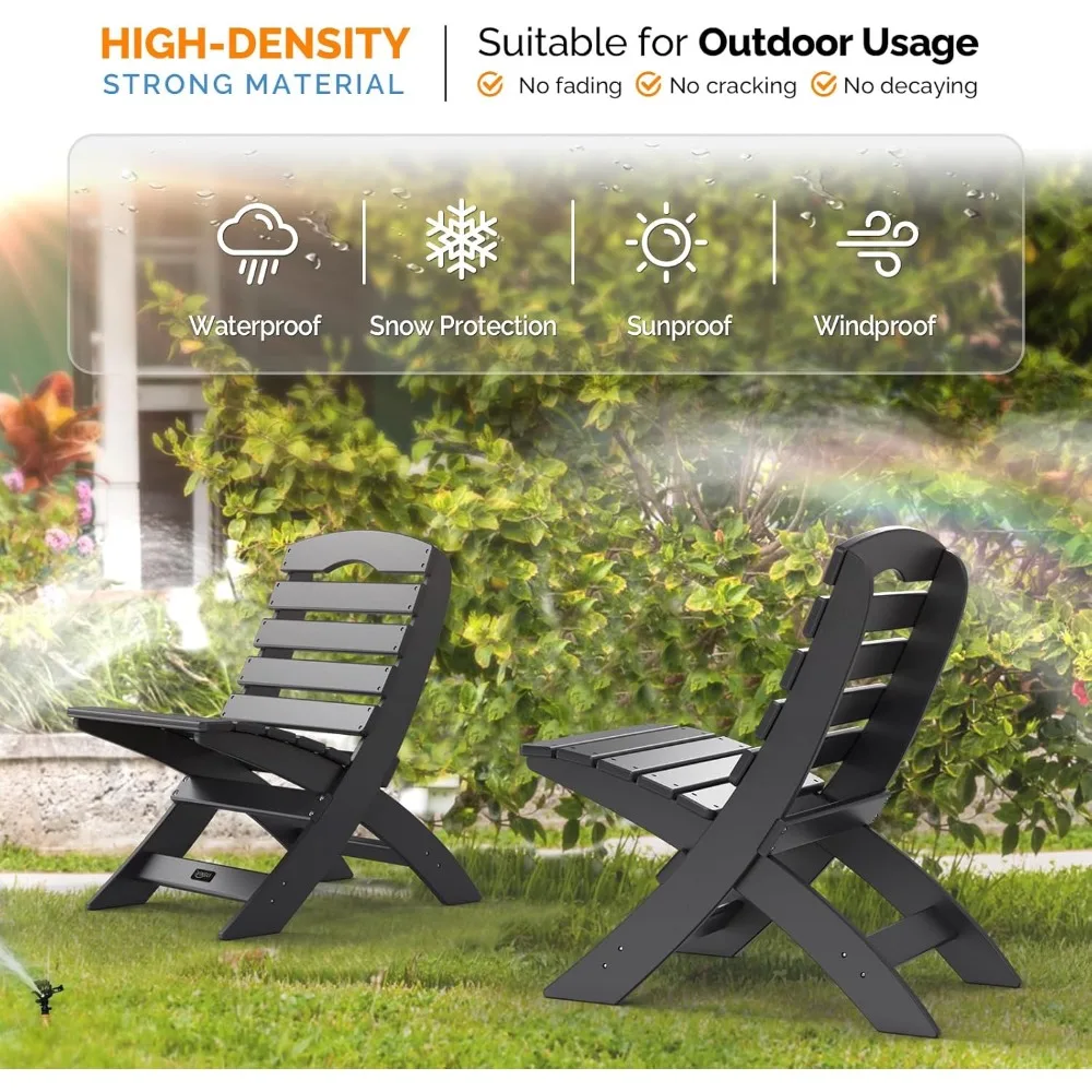 Portable Adirondack Chairs Set of 2, Folding Plastic Adirondack Chair for All Weathers, Outdoor Fire Pit Chairs for Patio 5