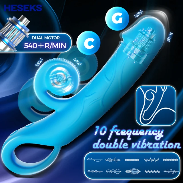 HESEKS G Spot Rabbit Vibrator Clitoris G spot Stimulation Dildo Vibrator 10 Powerful Vibrations Dual Motor