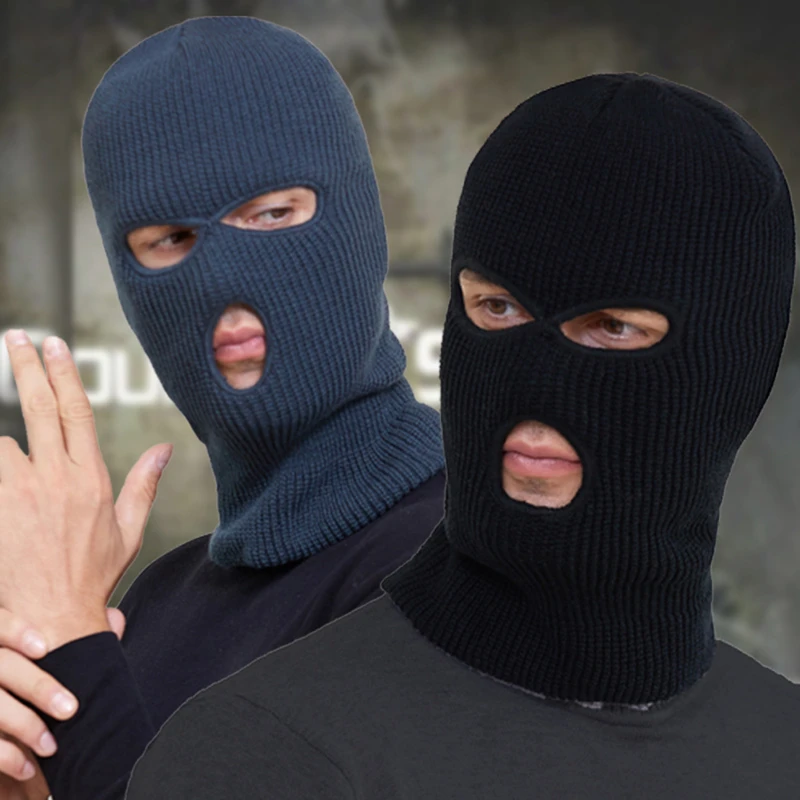 New Fashion 3-Hole Knitted Full Face Cover Ski Mask, Winter Balaclava Warm Knit Full Face Mask For Outdoor Sports