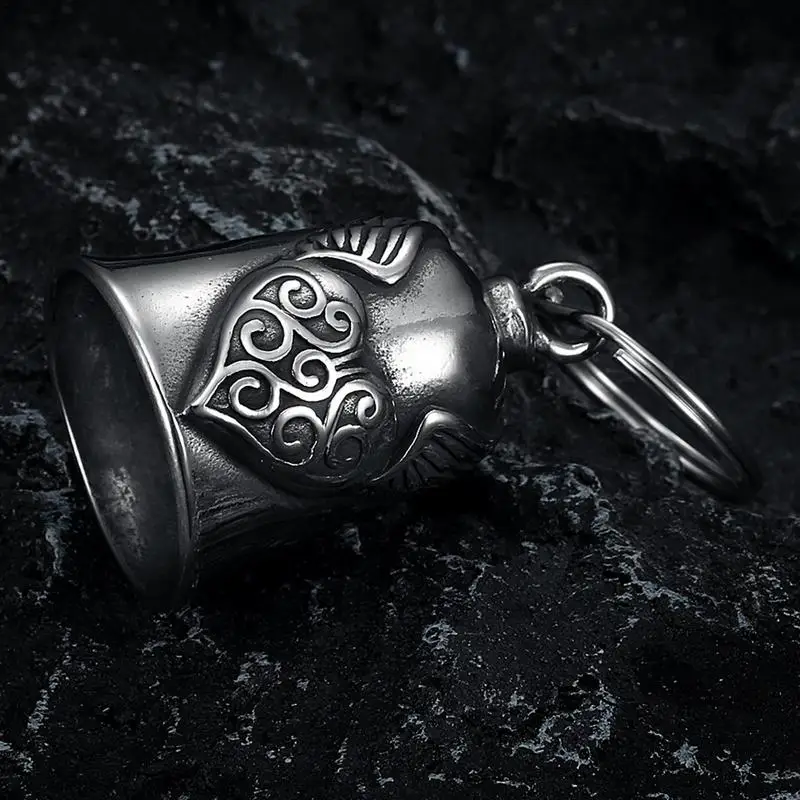 Heart Wing Motorcycle Bell Pendant Heart Lucky Bell style riding Bell Good Luck Bell Retro Motorcycle Safety Bell decoration