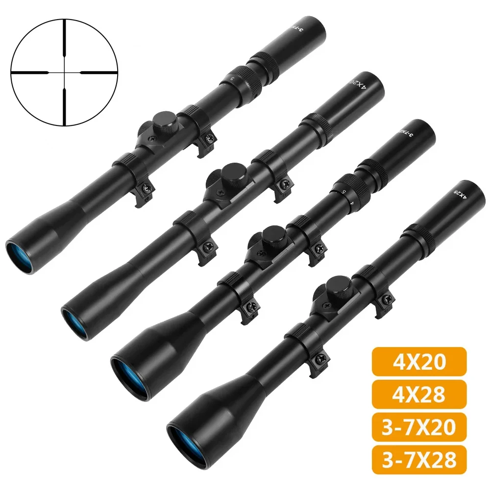 Tactical Riflescope 4x20/4x28/3-7x20/3-7x28 Crosshair Optics Sight Gun Scope Airsoft Hunting Rifle Scope for 11mm Dovetail Rail rifle scope tactical magnifier scope