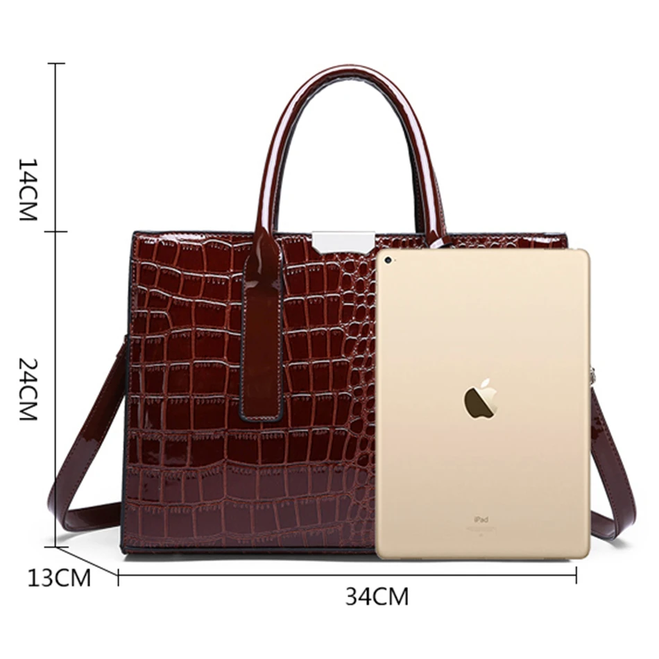 2022 High Quality Ladies Pantent Leather Women Messenger Bags Crocodile Female Crossbody Shoulder Hand bags For Women Handbags