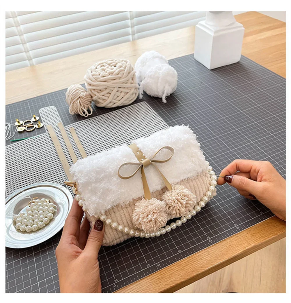 Handcraft Bag Making Materials Kit Weaving Bag Handbag Sewing Accessories HandBag Yarn Knit and Crochet Projects Gift Girl