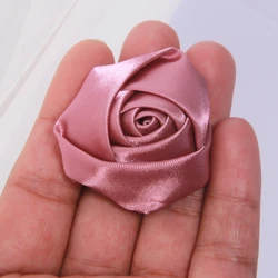 Set of 10 Large Rose Fabric Flowers for Creative DIY Accessories and Decorations (Dusty Pink)