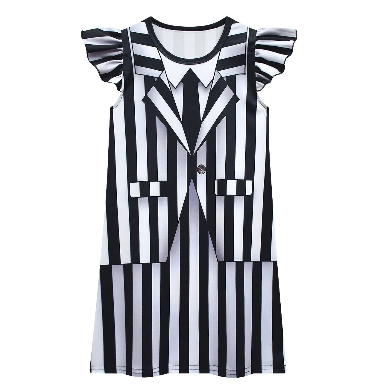 thumbnail image 1 of Disfraces de Halloween COS Disfraz de B-Beetlejuice2 Disfraz de Cosplay para Niños Disfraz de Mago del Inframundo Trajes de Rayas para Niños Uniforme de Actuación, 1 of 5