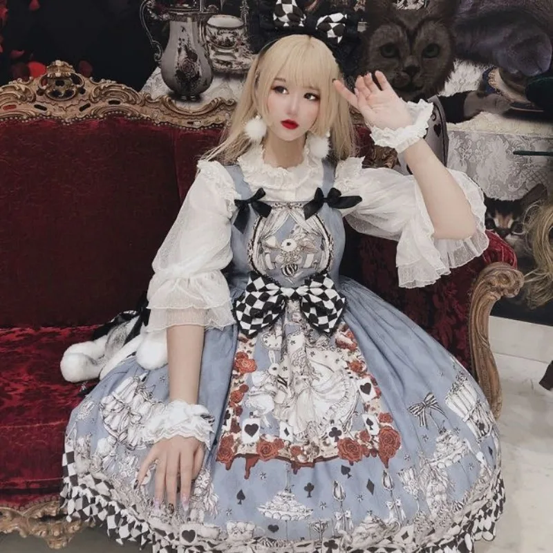 Japanese Gothic Lolita Dress Girls Vintage Dark Funeral Lolita Jsk Dress Women Harajuku Cool Sleeveless Punk Suspender Dresses lolita dress lolita suspender dress lolita cosplay costumes suspender dress lolita skirt lolita blouses