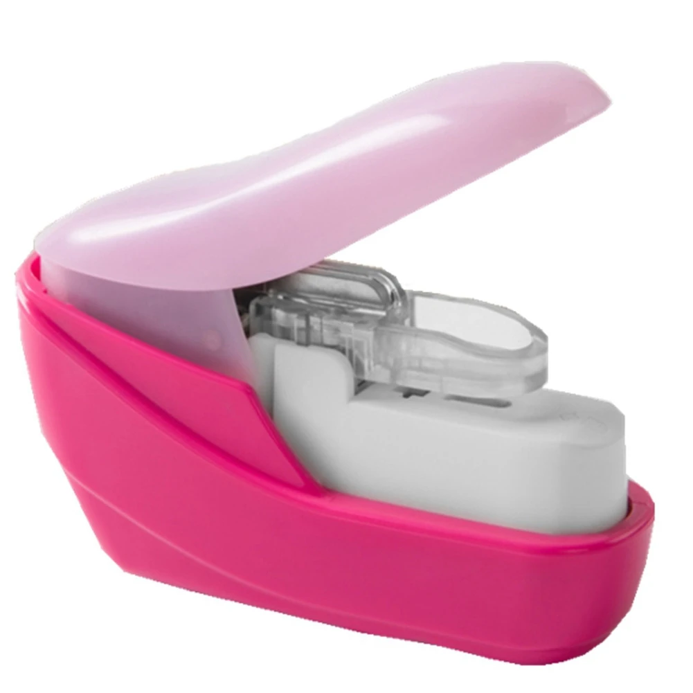 Kw-Trio Mini Cucitrice Senza Cucitrice Per Libri Cucitrice Per Carta Mini Portatile Senza Graffette Forniture Per Ufficio Scolastico Rosa