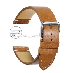 Vintage Soft Leather Watch Band - Quick Release Strap - 22mm (Light Brown)