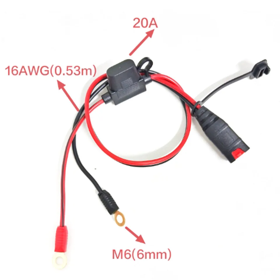 Cablaggio compatibile con NOCO GC002 X-Connect, cavo del trasmettitore della batteria, cavo del caricatore con morsetto a occhiello XL M6 (1/4in