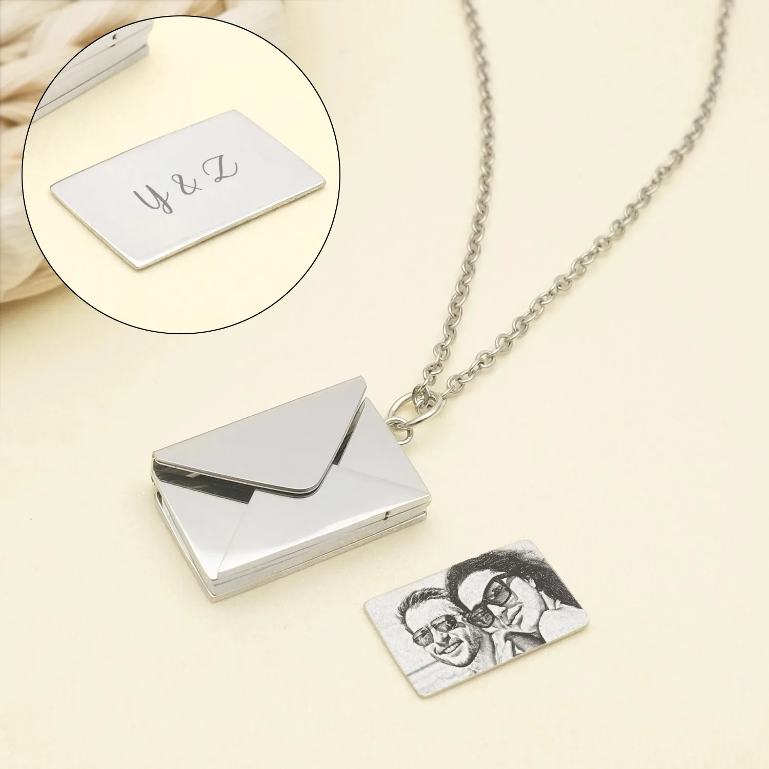 Personalised Love Letter Envelope Pendant Necklace Custom Necklace Envelope Locket Necklace Hidden Photo Mother\'s Day Gift