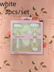 Three - Piece Facial Massage and Beauty Tool Set with Imitation Jade Rollers (White)