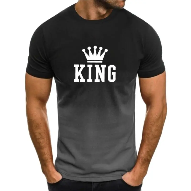 

KING Printed T Shirt For Men Loose Short Sleeve Fashion O-neck Tops Gradient Series Teenagers Casual Harajuku Oversized T-shirts