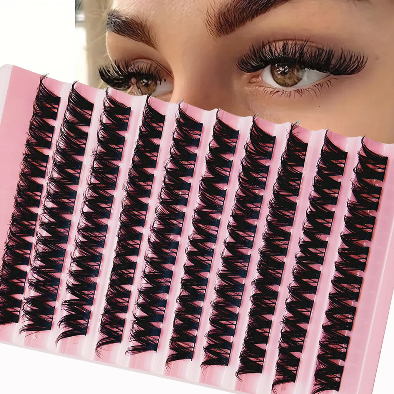 80D mixed clustered eyelashes, segmented extension of 0.07mm, curled 15mm, natural expansion style