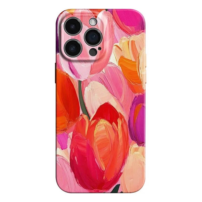 Oil Painting Tulip Flower Shockproof Hard Phone Case