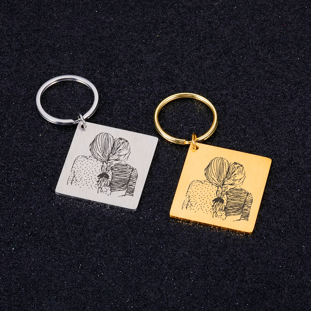 

Personalized Keychain Custom Name Text Original Keychain for Friend Sister Meaningful Gift Stainless Steel Love Keyring Car Keys