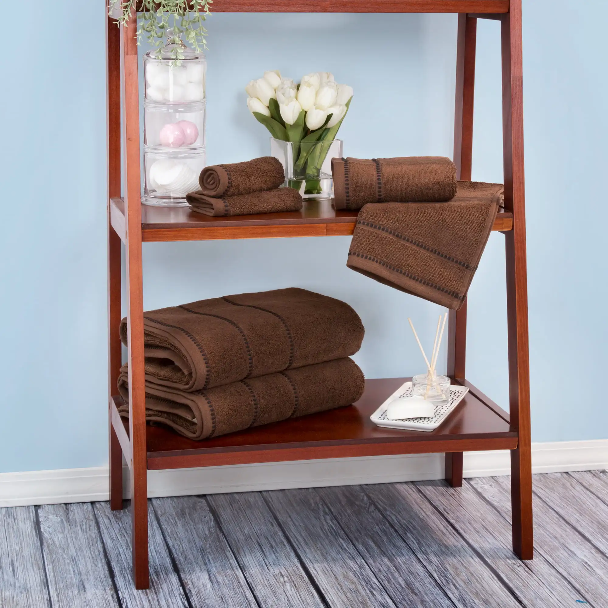 

Free Shipping 6-Piece 100% Cotton Machine Washable Bath Towels, Chocolate