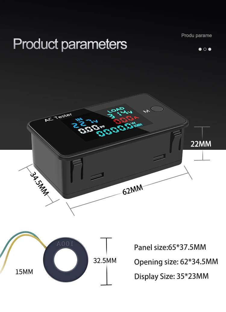 0-500V 0-100A Voltmeter Ammeter Wattmeter AC Digital Dual-Voltage