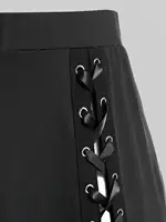 ROSEGAL Plus Size Women's Skirts Deep Red Lace Chiffon Layered Skirt Or Halloween Vampire Costume Gothic Lace Up Two Tone Skirt - Image 5