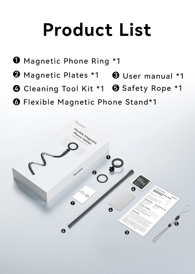 Magnetic Flexible Phone Mount Clamp Stand Phone Holder for iPhone 16 15 14 13 12