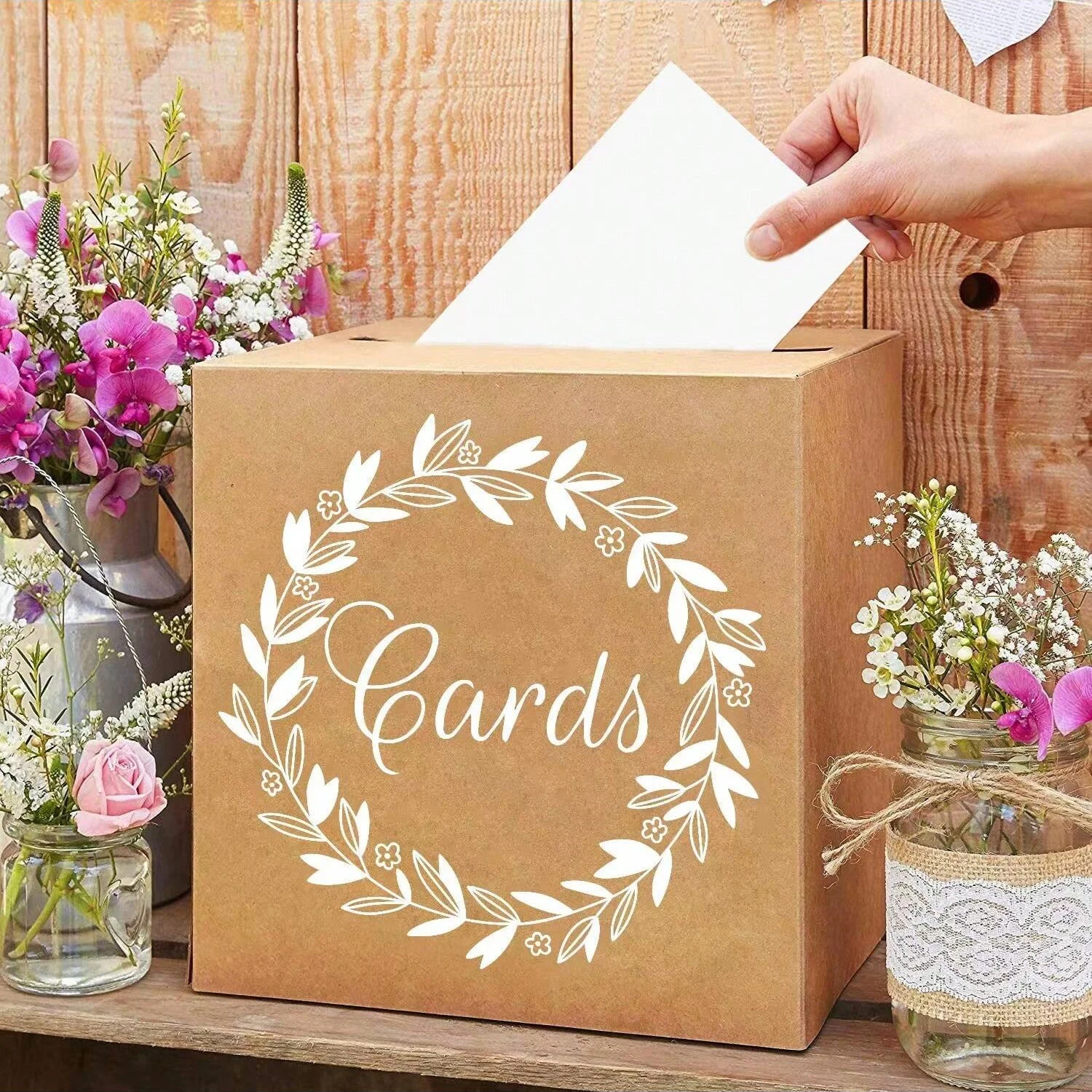 Kraft Card Box Wedding Favors Box Cardboard Receiving Money Holder Wedding Reception Birthday 1PC