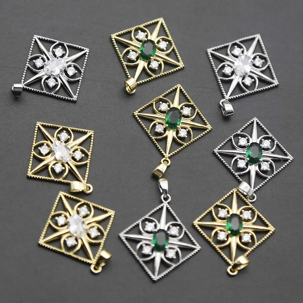 Selling Alloy Diamond Pendant Inset Zircon Electroplating Pendant Diy Bracelet Earring Accessories Wholesale 12Pcs Free Shipping