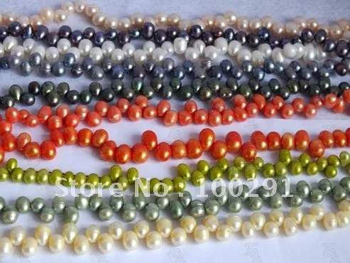 

10pcs Mixed color Loose 16inch Long 7-8mm Freshwater pearl strand
