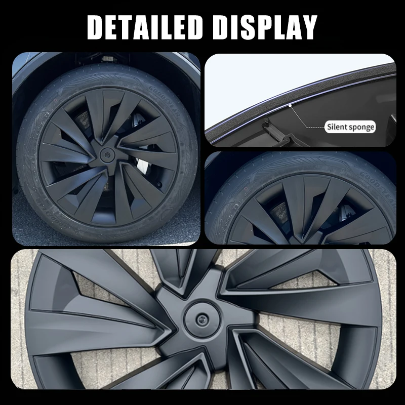 Coprimozzo Da 4 Pezzi Da 19 Pollici, Design Nero Opaco Ricambio Fantastico Per Tesla Model Y Dal 2020 Al 2023 95100573