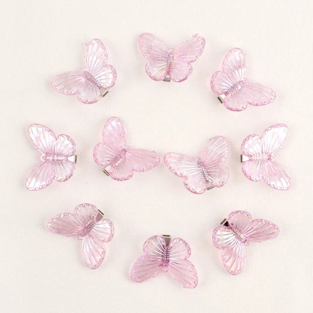 10PCS Fashion Butterfly Hair Clips for Women Girls Wedding Photography Head Clips Hairpin Hairgrips Decoration Hair Accessories Acrylic pink