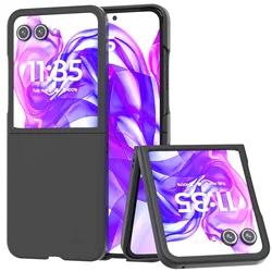 Solid Color 2-Piece Hinge Set Anti-Scratch Lightweight Phone Case Cover for MOTO RAZR 60 ULTRA (Black)