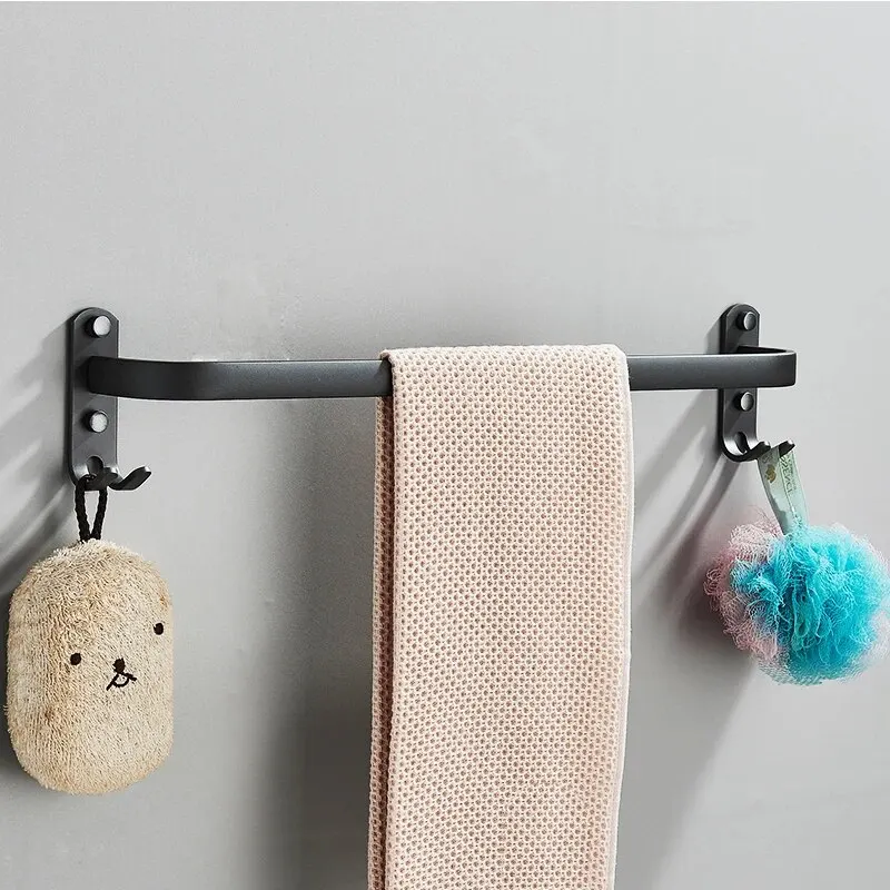 Towel Rack Bathroom Accessories Wall Mounted Aluminum Shower Room Holder Bar Hook