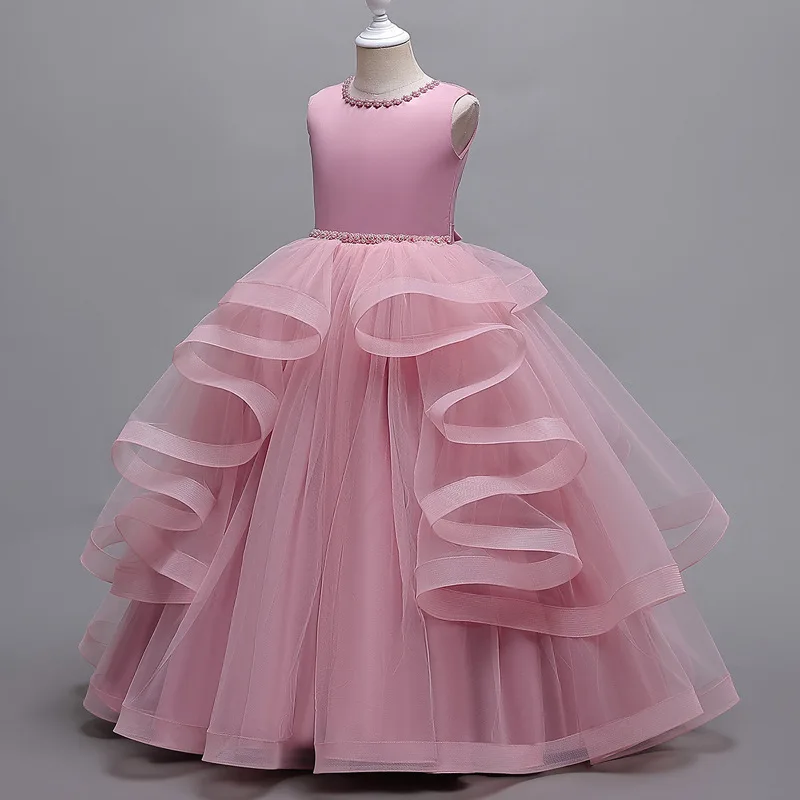 

Girls 2023 Party Bridesmaid Gala Wedding Prom Dresses Communion Christening Women 5 7 9 11 14 Years Old White Pink Long Costumes