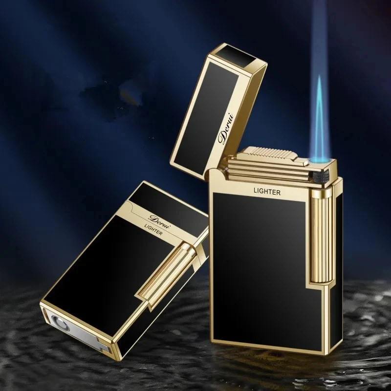 Metal Side Slide Ignition Long Sound Windproof Direct Flame Butane Gas Lighter Portable with Cigar OpenerHigh-end Gifts for Men