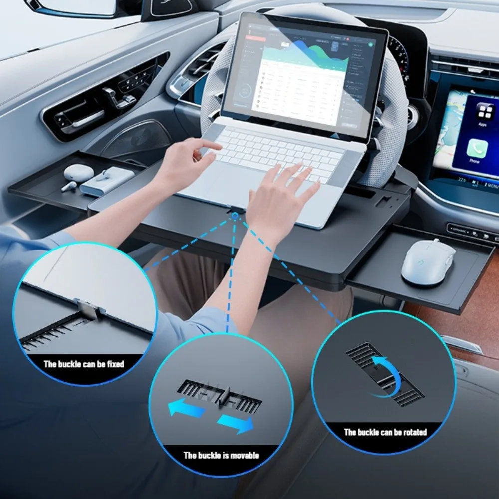 Nuovo Tavolino da Auto 2026, Vassoio Porta Cibo, Scrivania Pieghevole per Laptop, Supporto per Volante Auto, Portabicchieri Regolabile, Supporto per Computer - immagine 6