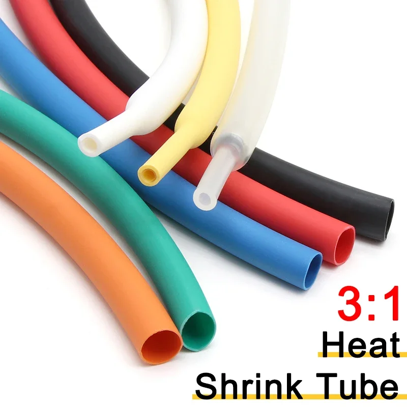 1/5/10/50M 3:1 Heat Shrink Tube With Double Wall Glue Tube Diameter 1.6/2.4/3.2/4.8/6.4/7.9/9.5/12.7/15.4/19.1/25.4/30/39/50mm