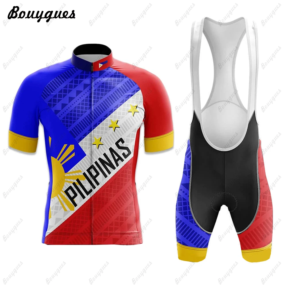 Pilipinas Cycling Jersey Set Maillot Ciclismo Hombre Men Short sleeve Cycling Wear MTB Bike Suit Bib/Shorts Breathable Gel Pad
