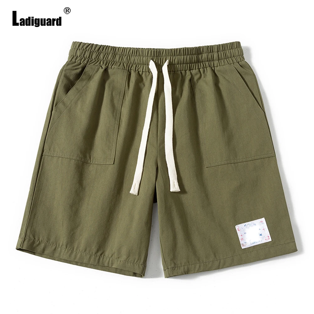 Ladiguard Plus size Men Patchwork Shorts 2022 Summer New Sexy Drawstring Shorts Male Casual Stand Pocket Beach Half Pants Homme best men's casual shorts